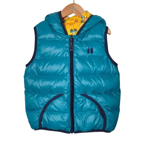 Teletubbies Kids' Teal Hooded Reversible Puffer Vest 4 - Picture 1 of 8